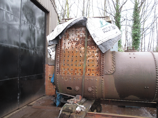 boiler of No.6, showing the right-hand firebox wrapper removed