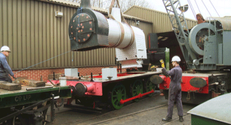 the boiler in position ready to be lowered