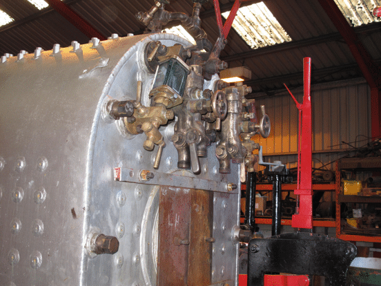 the boiler backhead with the fittings in place