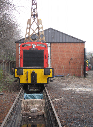 a locomotive on the site of the Running Shed