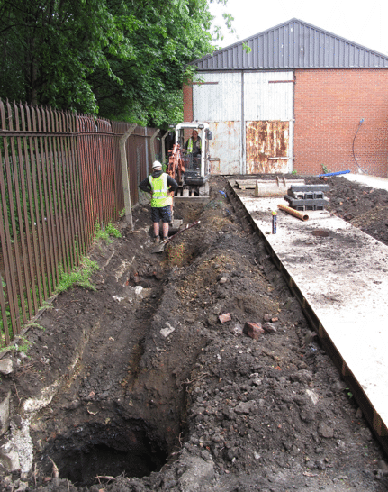 excavating foundation trench