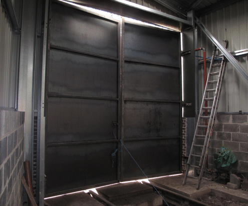 the doors from inside the building