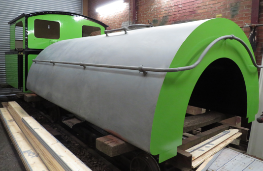 the tank and cab of No. 6 in the paint shop