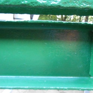 close-up of a painted solebar