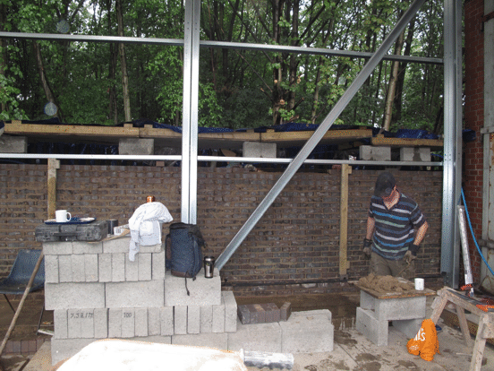 bricklaying on the west wall