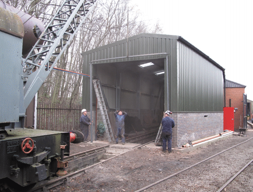external door frame being fitted