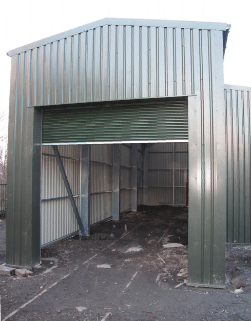 the shelter with the door partly closed